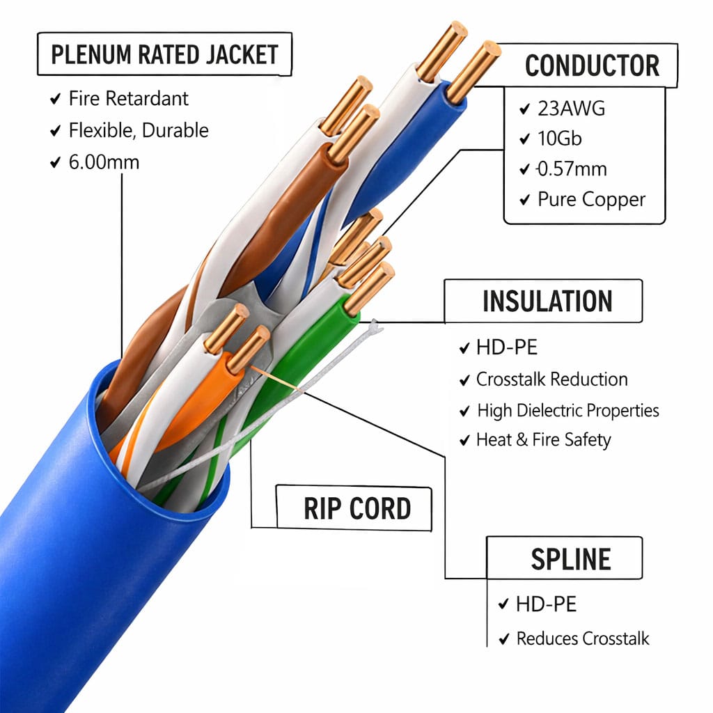 Cat6 Cable Specifications 550MHz 23AWG